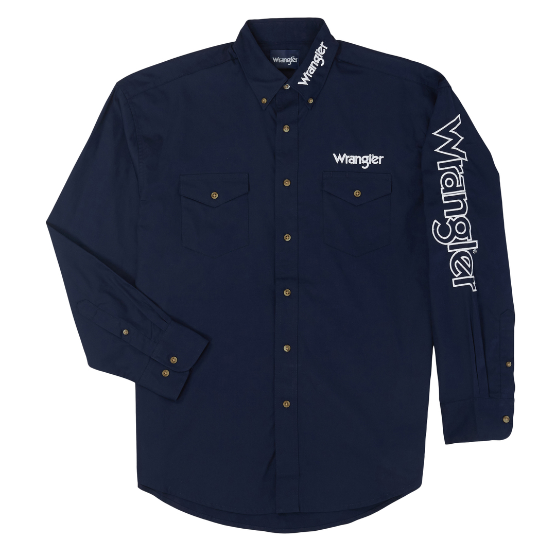 Wrangler Navy Logo Western Shirt - Al-Bar Ranch