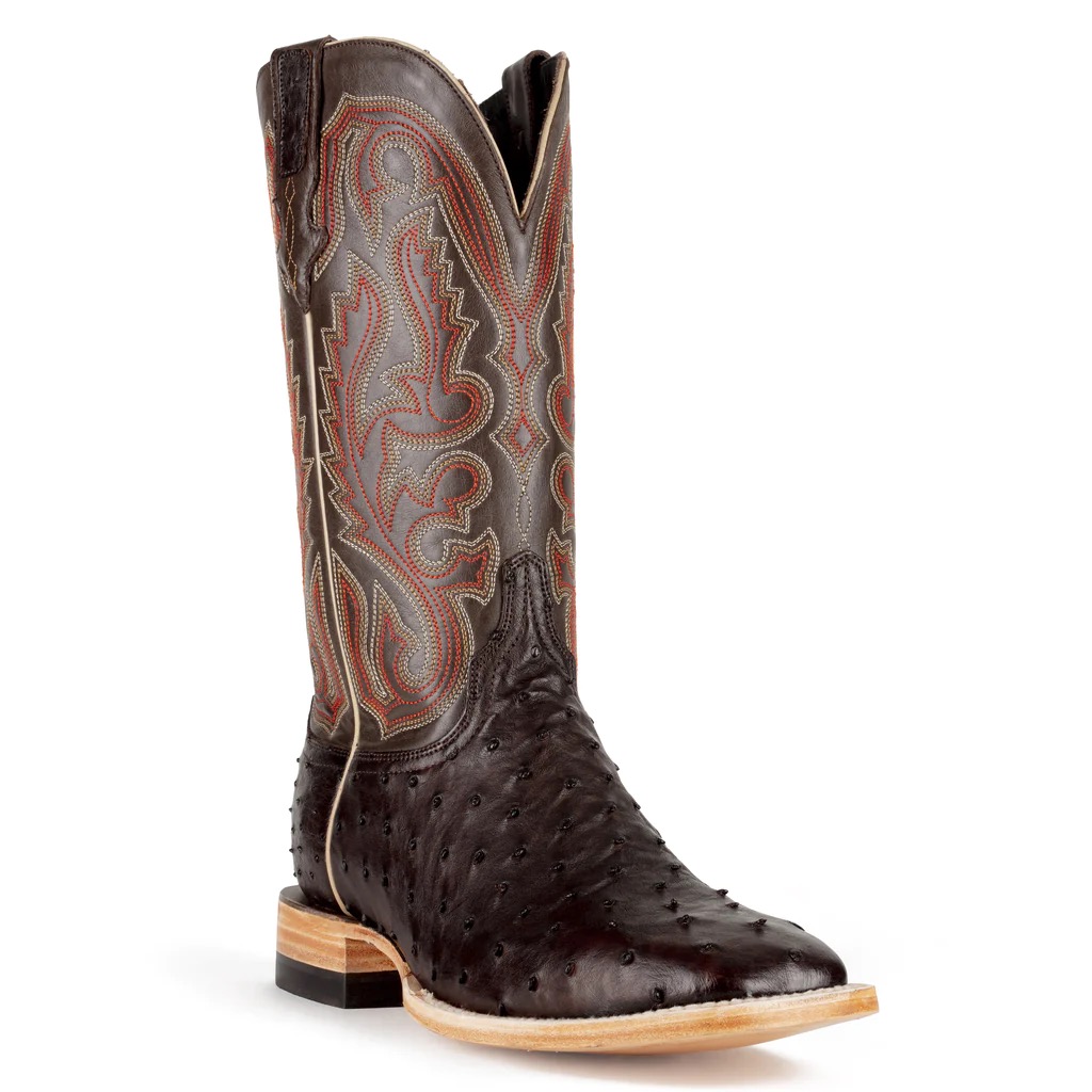 Nicotine Full Quill Ostrich Wide Square Toe Boot
