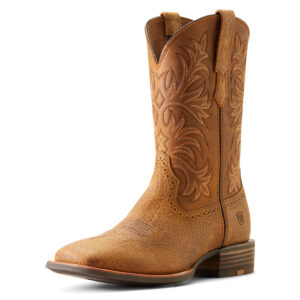 Ariat Oakwood Western Boot in Earth & Distressed Brown 3/4 Front View