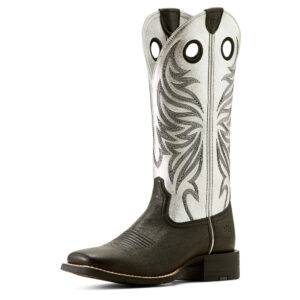 Ariat Round Up Ryder Western Boot in Dark Carbon 3/4 Front View