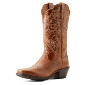 Ariat Round Up Square Toe in Rebel Russet 3/4 Front