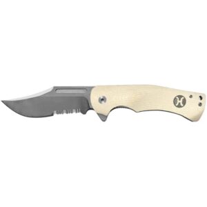Hooey "Avalanche" White Serrated Clip Point Flipper Knife