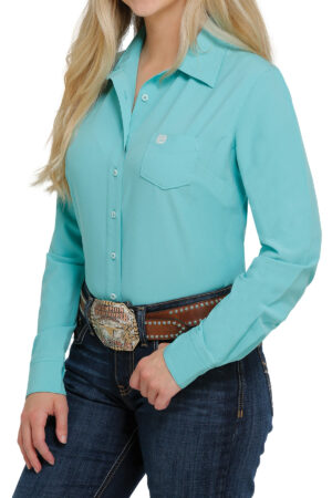 Cinch Ladies Turquoise Arenaflex Western Shirt Front View