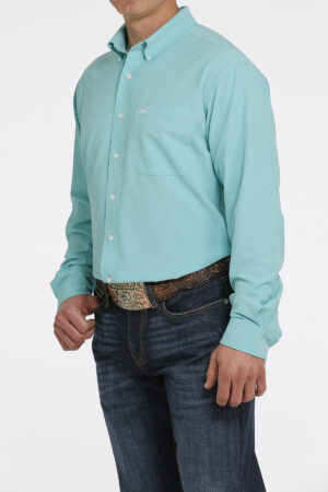 Cinch Men's Turquoise Arenaflex Western Shirt Angled View