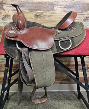 Used Fabtron Draft Saddle on a saddle stand facing left